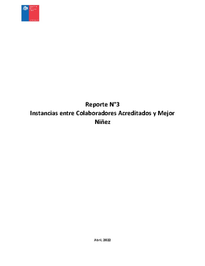 Reporte N°3 "Normativa financiera" - Instancias entre Colaboradores Acreditados y Mejor Niñez
