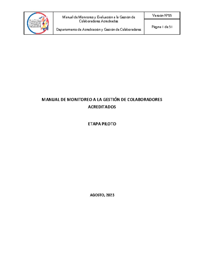Manual de monitoreo a la gestión de colaboradores acreditados - Etapa piloto
