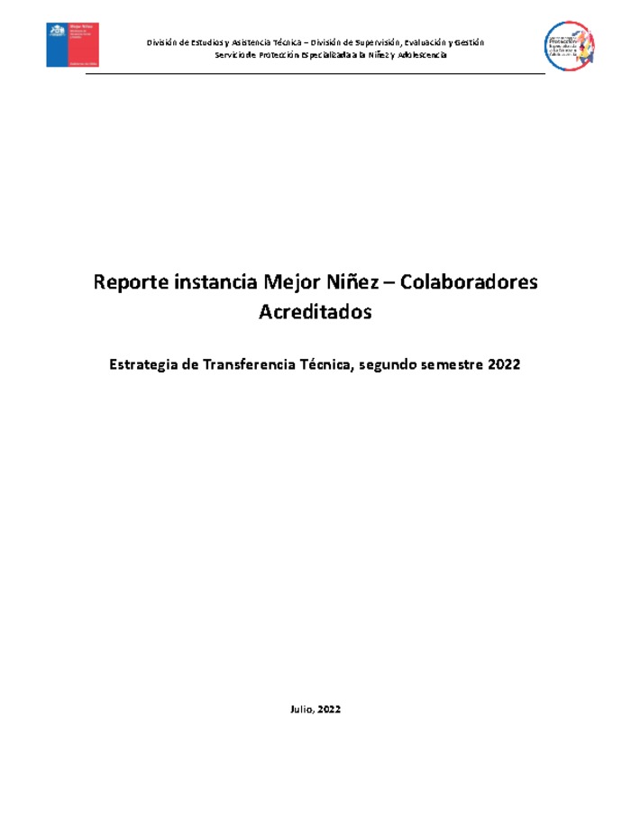 Estrategia de Transferencia Técnica, segundo semestre 2022 - Instancias entre Colaboradores Acreditados y Mejor Niñez