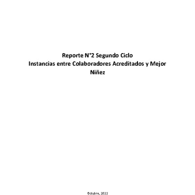 Reporte N°2 Segundo Ciclo Instancias entre Colaboradores Acreditados y Mejor Niñez