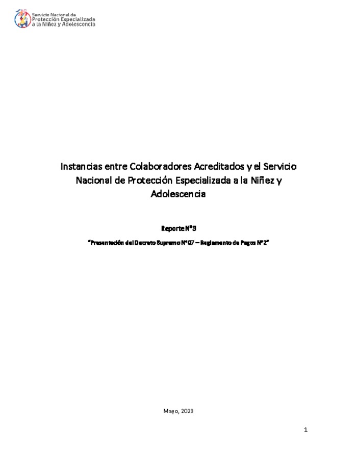 Reporte N°3 “Presentación del Decreto Supremo N°07 – Reglamento de Pagos N°2”