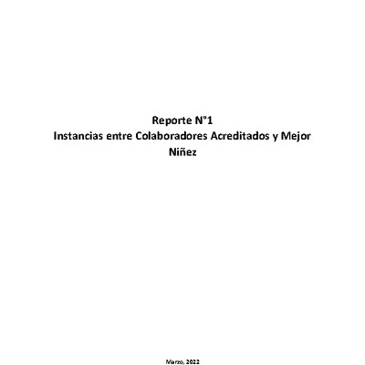 Reporte N°1 Instancias entre Colaboradores Acreditados y Mejor Niñez