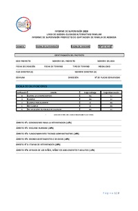Informe de supervisión diurno 2023. Línea de acción: cuidado alternativo familiar.  Informe de supervisión proyecto de captación de familia de acogida