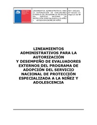 Lineamientos Administrativos para la evaluación y desempeño de Evaluadores Externos del Programa de Adopción del Servicio Nacional de Protección Especializada a la Niñez y Adolescencia