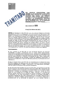 Resolución Exenta N° 020 del 21 de febrero del 2022: Resuelve convocatoria para obtener la autorización de Evaluador Externo para Ejecutar el programa de adopción que indica.