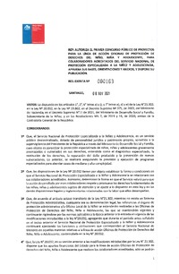 Resolución Exenta N° 163 del 8 de noviembre del 2021 que autoriza el primer concurso público de proyectos para la línea de acción oficinas de protección de derechos del niño, niña y adolescente, para colaboradores acreditados