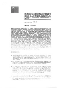 Resolución Exenta N° 258: Autoriza el llamado público para presentar solicitudes de acreditación para obtener la calidad de colaborador acreditado del Servicio de Protección Especializada de la Niñez y Adolescencia.