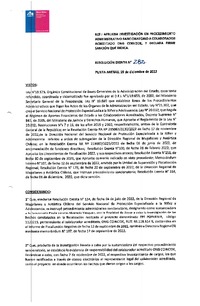 Resolución Exenta N° 282 del 19 de diciembre de 2022 que aprueba investigación en procedimiento administrativo sancionatorio a colaborador acreditado ONG Coincide, y declara firme sanción que indica.