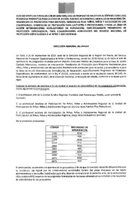 Acta de apertura y evaluación de admisibilidad de propuestas relativas al séptimo concurso público de proyectos para la línea de acción Cuidado Alternativo