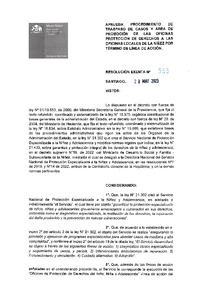 Resolución Exenta N° 563 del 29 de mayo de 2023 que aprueba procedimiento de traspaso de casos y área de promoción de las oficinas Protección de Derechos a las oficinas locales de la niñez por término de línea de acción.