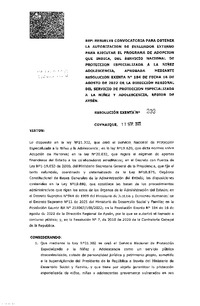 Resolución Exenta N°209 de fecha 12 de septiembre del año en curso en donde se resuelve convocatoria para obtener la autorización de Evaluador/a Externo/a para Adopción en la Región de Aysén