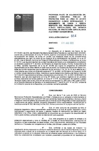 Resolución Exenta Nº 864 del 08 de agosto de 2023 que prorroga plazo de adjudicación del segundo concurso público de proyectos para la Línea Diagnóstico Clínico Especializado y seguimiento de casos y Pericia, respecto del Programa Diagnóstico Clínico Especializado