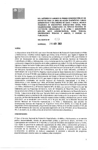 Resolución Exenta N°439 del 26 de abril de 2023 que autoriza el llamado al primer concurso público de proyectos para la línea de acción Diagnóstico Clínico Especializado y seguimiento de casos y pericia, Modelo Programa de Diagnóstico Ambulatorio, para colaboradores acreditados del Servicio de Protección. aprueba bases administrativas, bases técnicas y anexos y dispone su publicación.