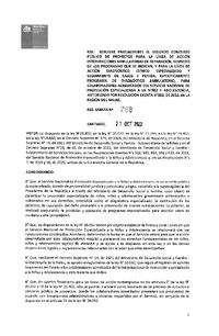 Resolución Exenta N°788 del 21 de octubre de 2022 que resuelve parcialmente el segundo concurso público de proyectos para la línea de acción Intervenciones Ambulatorias de Reparación, modelos de intervención que se indican y para la línea de acción Diagnóstico Clínico Especializado y seguimiento de casos y pericia, Modelo Programa de Diagnóstico Ambulatorio, para colaboradores acreditados del Servicio de Protección, autorizado por la resolución exenta N°502, de 2022, en la región de Maule