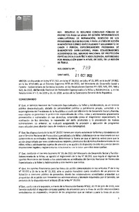 Resolución Exenta N°789 del 21 de octubre de 2022 que resuelve el segundo concurso público de proyectos para la línea de acción Intervenciones Ambulatorias de Reparación, modelos de intervención que se indican y para la línea de acción Diagnóstico Clínico Especializado y seguimiento de casos y pericia, Modelo Programa de Diagnóstico Ambulatorio, para colaboradores acreditados del Servicio de Protección, autorizado por la resolución exenta N°502, de 2022, en la región de Ñuble
