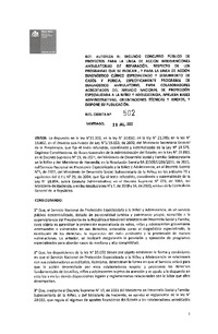 Resolución Exenta N°502 del 29 de julio de 2022 que autoriza el segundo concurso público de proyectos para la línea de acción intervenciones ambulatorias de reparación