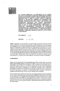 Resolución Exenta Nº 863 del 07 de agosto de 2023 que declara inadmisibles las propuestas que se indican, declara la imposibilidad de adjudicar determinados códigos y declara parcialmente desierto el tercer concurso público de proyectos para la Línea de Acción Cuidado Alternativo, Modelos de intervención: Residencias de Protección para Mayores; Residencias para niños, niñas y adolescentes con discapacidad; Residencias para madres adolescentes; Residencias de Protección para lactante y preescolares; y para la Línea de Acción Intervenciones Ambulatorias de Reparación, específicamente programas de Protección Especializada, aprobado a través de Resolución Exenta Nº727, de fecha 05 de julio de 2023.