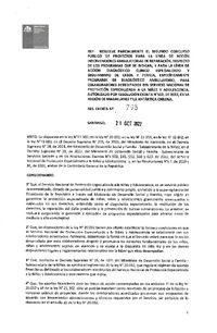 Resolución Exenta N°795 del 21 de octubre de 2022 que resuelve parcialmente el segundo concurso público de proyectos para la línea de acción Intervenciones Ambulatorias de Reparación, modelos de intervención que se indican y para la línea de acción Diagnóstico Clínico Especializado y seguimiento de casos y pericia, Modelo Programa de Diagnóstico Ambulatorio, para colaboradores acreditados del Servicio de Protección, autorizado por la resolución exenta N°502, de 2022, en la región de Magallanes y la Antártica Chilena.