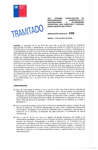 Resolución Exenta 330 del 11/10/2023 sanción a ONG CORDEFAM