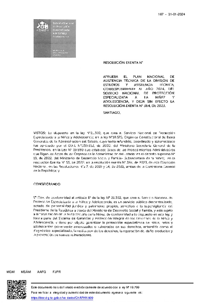 Resolución Exenta Nº167