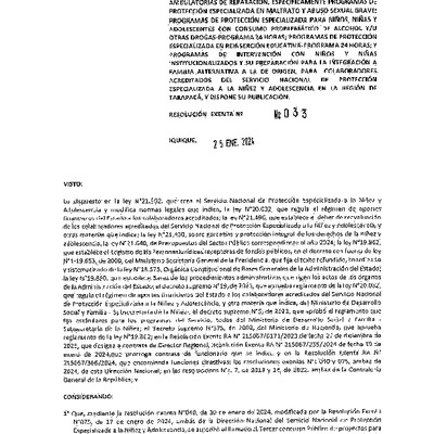 Resoluciones Exentas Tercer Concurso Público de Proyectos para la Línea de Acción Intervenciones Ambulatorias de Reparación