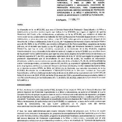 Resoluciones Exentas Cuarto Concurso Público de Proyectos para la Línea de acción intervención ambulatoria de reparación