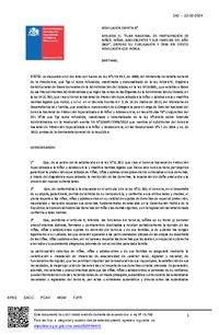 Resolución Exenta Nº242 que aprueba el "Plan Nacional de Participación de Niños, Niñas, Adolescentes y sus Familias del año 2024", dispone su publicación y deja sin efecto resolución que indica