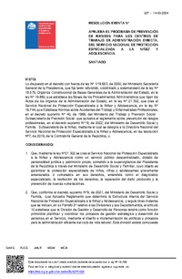 Resolución Exenta Nº327 que aprueba el programa de Prevención de Riesgos para los centros de trabajo de administración directa, del Servicio de Protección