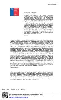 Resolución Exenta Nº373 que resuelve parcialmente el Tercer Concurso Público de Proyectos 2024 en la región de Biobío