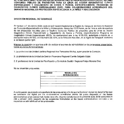 Actas de apertura Séptimo Concurso Público de Proyectos 2024