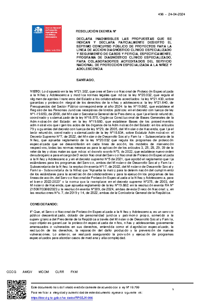 Resolución Exenta Nº496