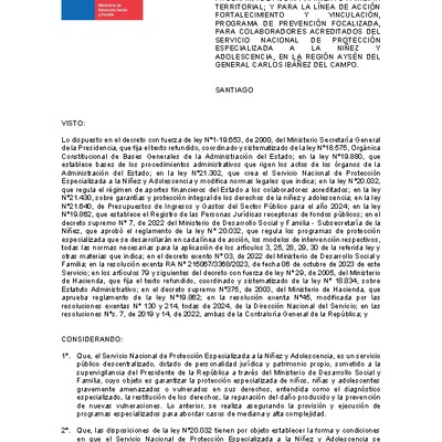 Resolución Exenta Nº527 que resuelve parcialmente el Quinto Concurso Público de Proyectos 2024 en la región de Aysén