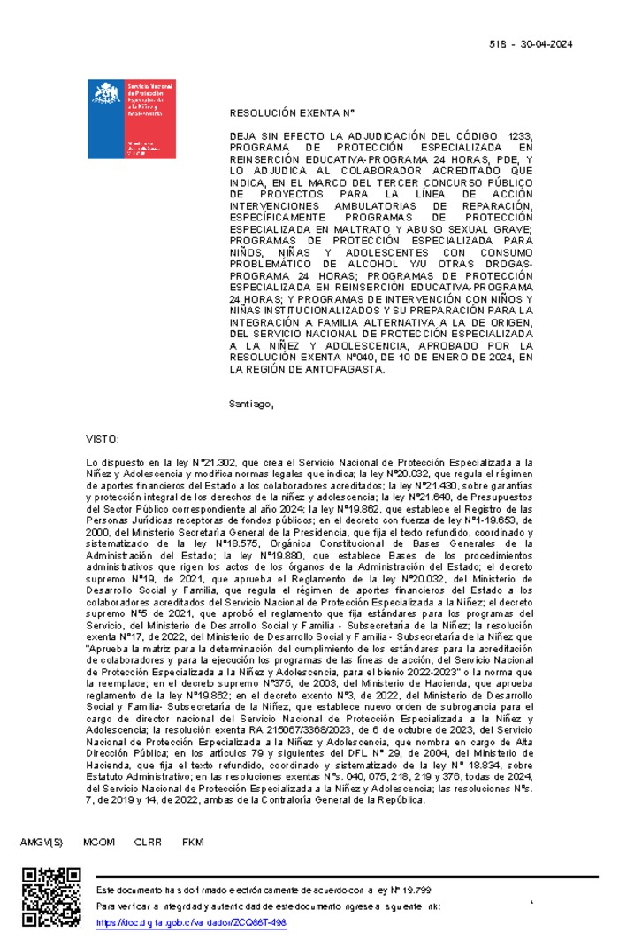 Resolución Exenta Nº518