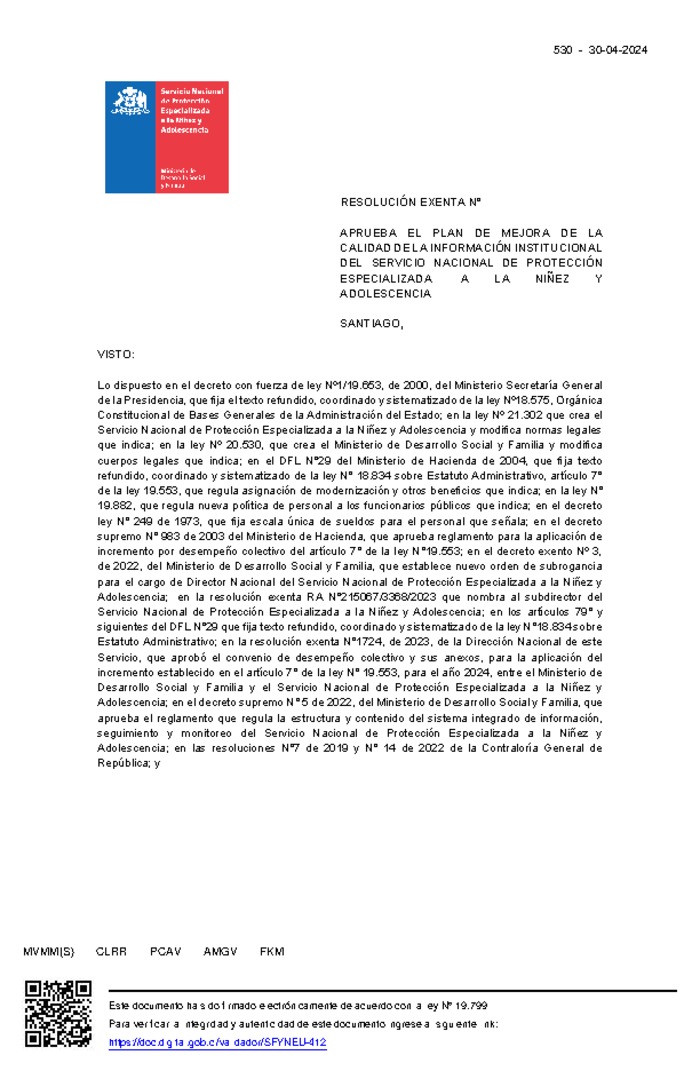 Resolución Exenta Nº530