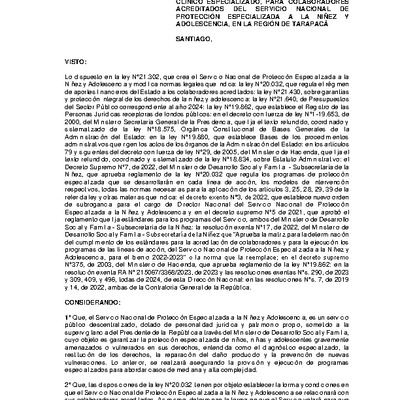 Resolución Exenta Nº544 que resuelve parcialmente el Séptimo Concurso Público de Proyectos para la línea de acción Diagnóstico Clínico Especializado en la Región de Tarapacá