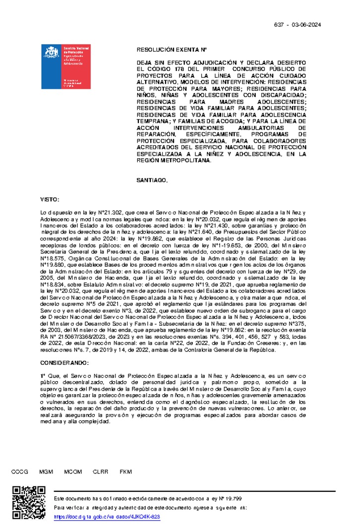 Resolución Exenta Nº637