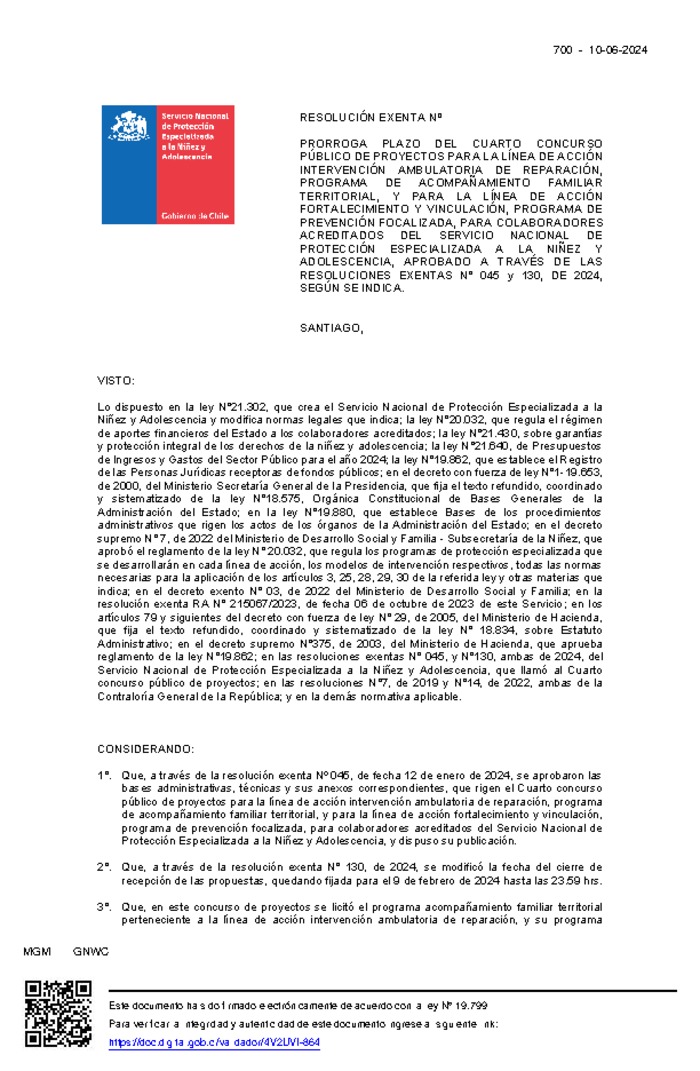Resolución Exenta Nº700