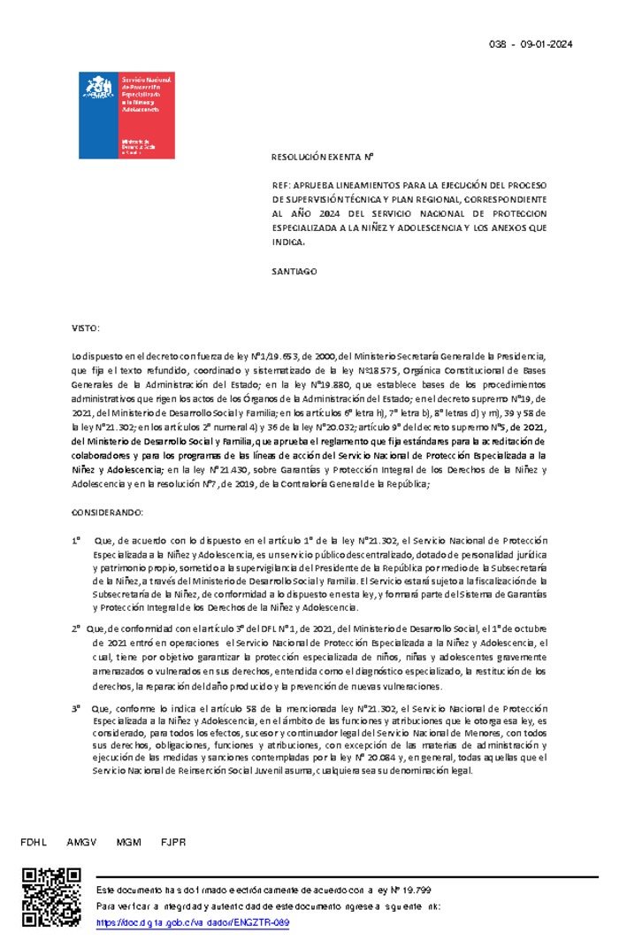 Resolución Exenta Nº038