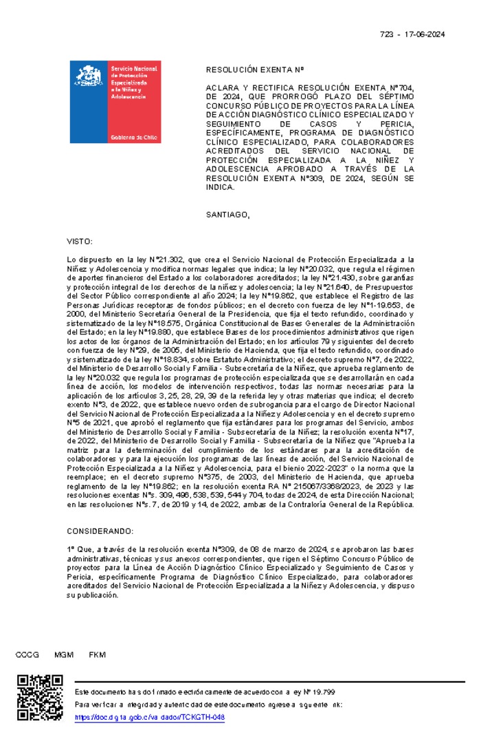 Resolución Exenta Nº723