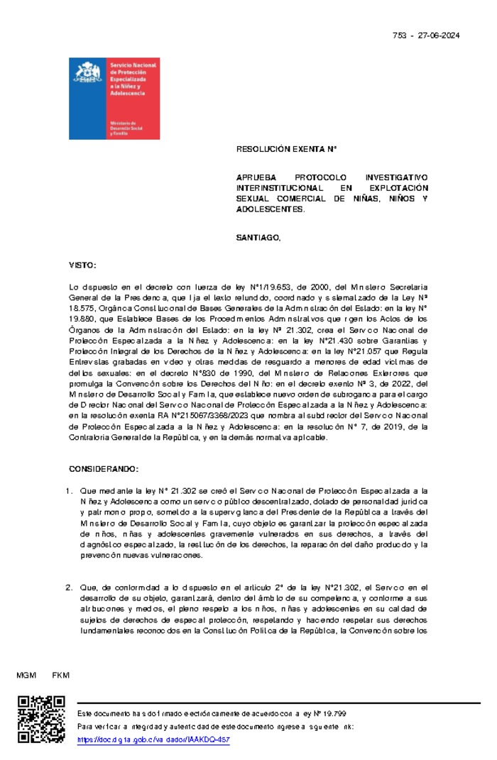 Resolución Exenta Nº753