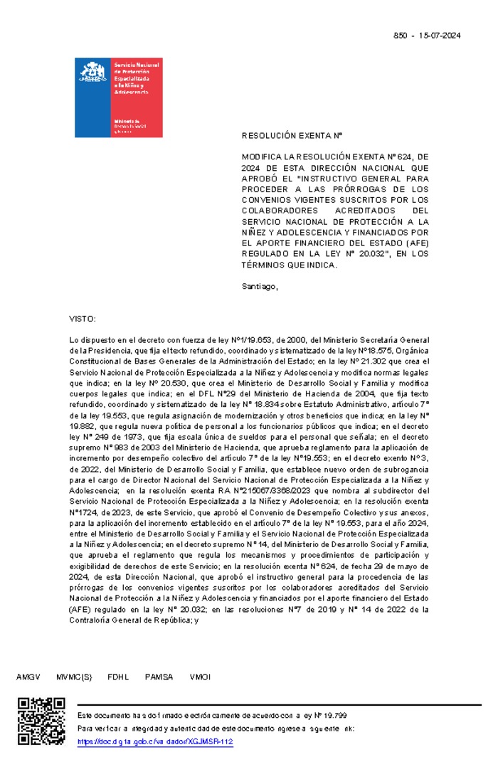 Resolución Exenta Nº850