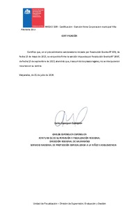 Resolución Exenta Nº1697 - Sanción a Corporación Municipal para el Desarrollo Social de Villa Alemana