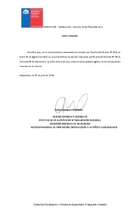 Resolución Exenta Nº1621 - Sanción a Patronato de los Sagrados Corazones de Valparaíso