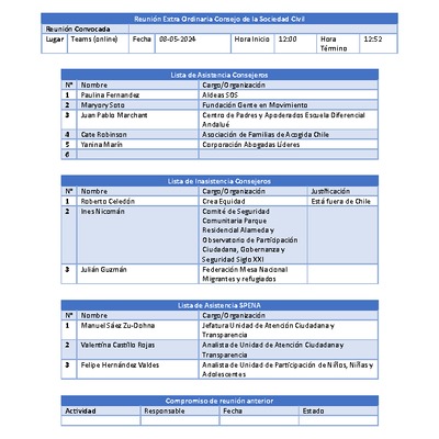 Primera Sesión Extraordinaria COSOC