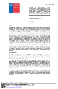 Resoluciones Exentas Nº327 y 383; Cert. sanción firme 12-07-2024 y Resolución Nº1001-2024 - Revoca Acreditación Fundación Integrando O'Higgins