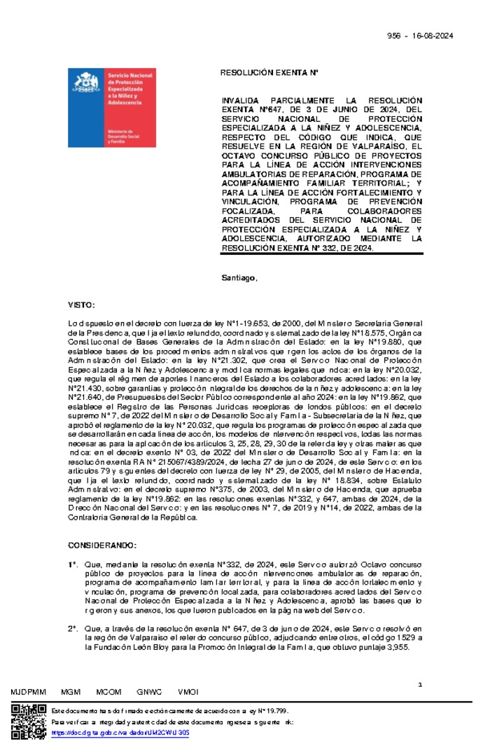 Resolución Exenta Nº956