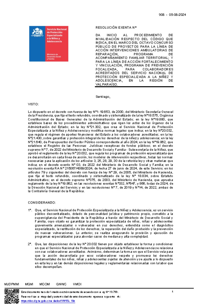 Resolución Exenta Nº908