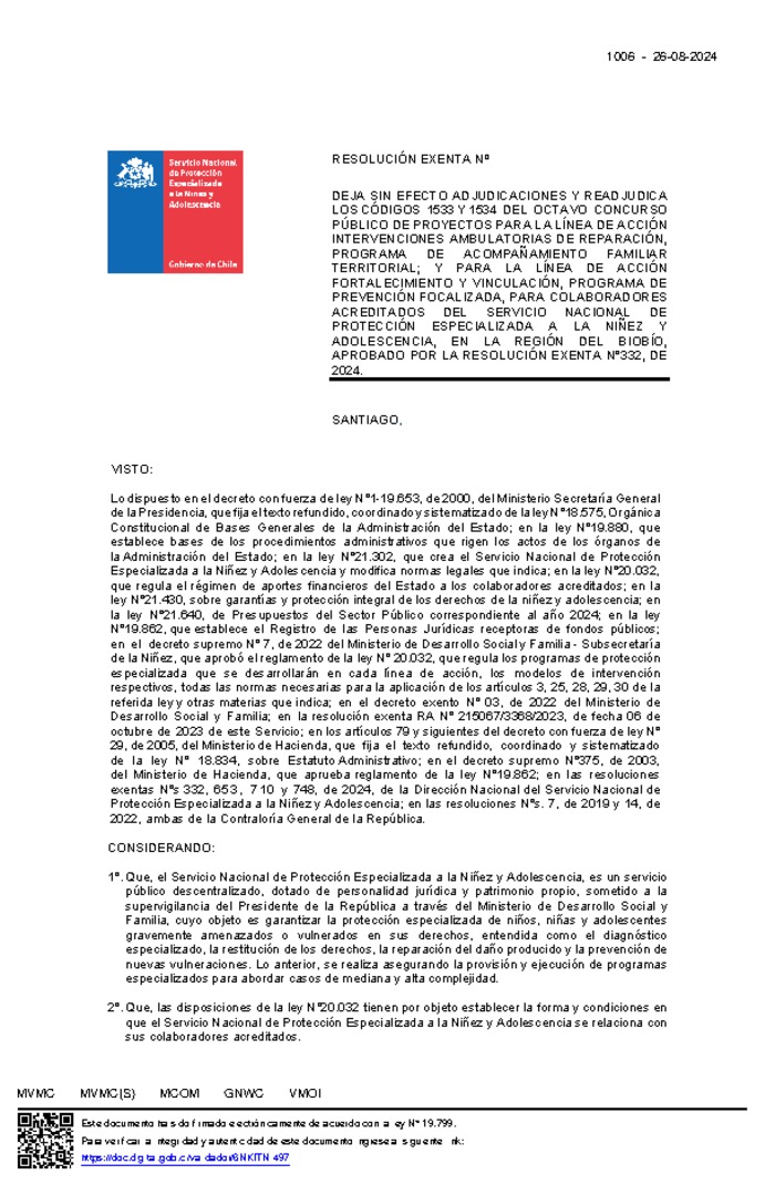 Resolución Exenta Nº1006