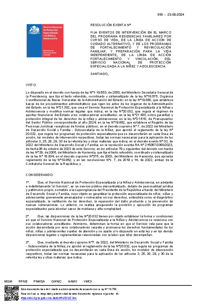 Resolución Exenta Nº999