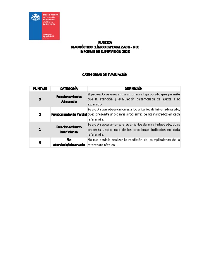 Rúbrica DCE 2025
